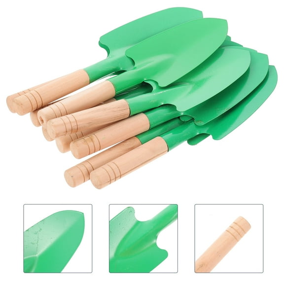 10 Pcs Wooden Handle Garden Trowels - Mini Shovels for Digging, Planting, Weeding, Transplanting - Lightweight Ergonomic Gardening Tools