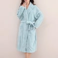thumbnail image 3 of Women’s Thick Fleece Bathrobe Warm Plush Flannel Robe Soft Long Sleepwear Cozy Belted Winter Loungewear, 3 of 5