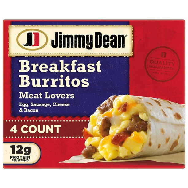Jimmy Dean Meat Lovers Breakfast Burritos 17 oz, 4 Count (Frozen
