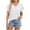 White, variant on yillto Womens Cotton Shirts V Neck Ruffle Short Sleeve Loose Blouse Basic Pleated Tunic Tee Tops