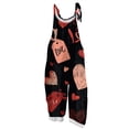 thumbnail image 2 of Youpwaven Women's Valentine's Day Vintage Heart Cotton Linen Overalls - Loose Fit Bib Jumpsuit with Pockets, Lightweight Casual Outfits for Spring Picnics, 2 of 5