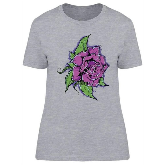 Purple Rose Design T-Shirt Women -Image by Shutterstock, Female XX-Large