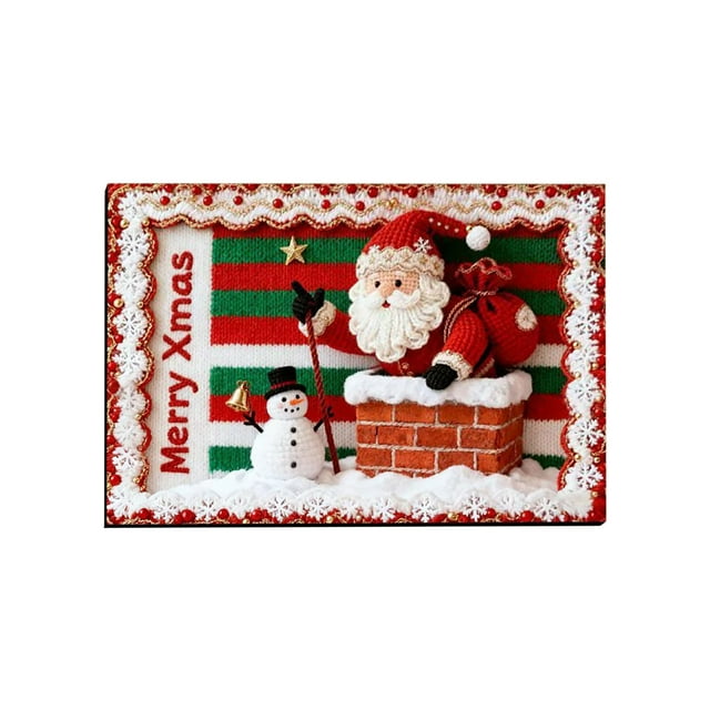 B Woven Christmas Mat With Diatom Mud Base, Non-Slip Backing And Festive Design For Bathroom And Entrance Door Decor, 40X60Cm 2.2Lb