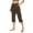 Brown plus size capri pants with pockets a1, variant on Cagogo Women's Plus Size High Waisted Capri Pants with Pockets Solid Casual Loose Yoga Activewear Travel Lounge Workout Trousers Summer Beach Clothes, Wine S