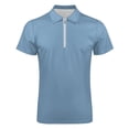 thumbnail image 4 of Gray Blue Men Zipper T-shirt Summer Casual Short Sleeve T-shirt Top, 4 of 7