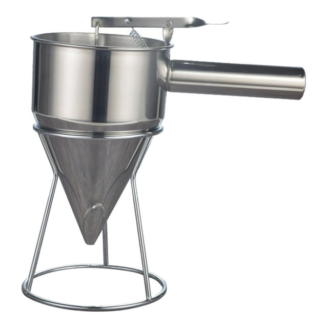 Pancake Batter Dispenser, Baking Batter Funnel Stainless Steel Easy Cleaning with Rack for Cupcake for Home Kitchens