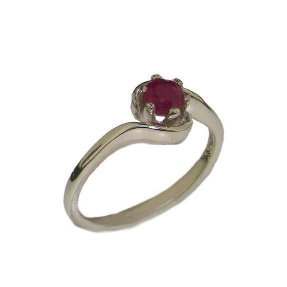 LBG British Made 9k White Gold Natural Ruby Womens Engagement Ring - 33 size options - Size 10.5