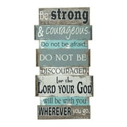 dicksons be strong courageous grey blue weathered 35.5 inch wood hanging wall plaque
