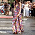 thumbnail image 2 of Women Geometric Grid‑Print Sleeveless Scoop‑Neck A‑Line Maxi Dress, Casual Summer Long Dress, 2 of 9