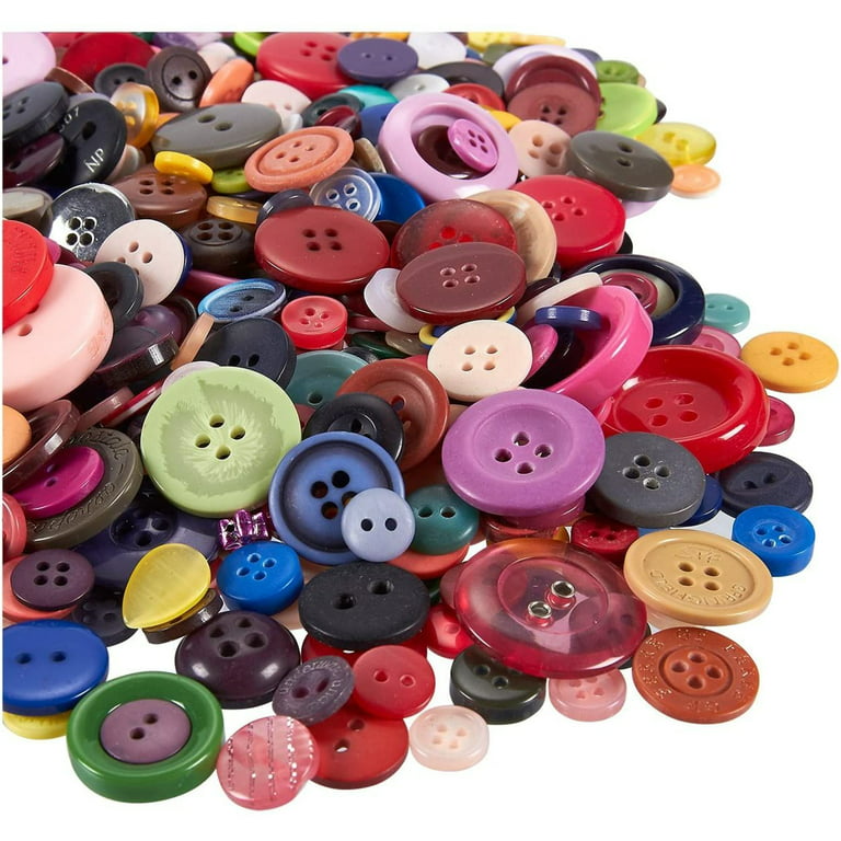 Round Resin Buttons- 1000-pack Colorful Bulk Buttons with 2 or 4 Holes for Sewing, Art & Craft, DIY, Handmade, Assorted Mixed Colors and Sizes