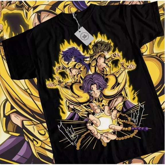 Reprint Rare Saint Seiya T-shirt knights Of the Zodiac Hyoga Ikki Anime Shun Shirt All Size