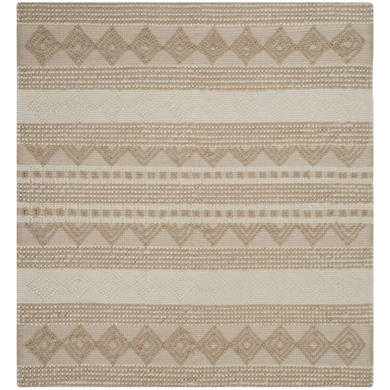 SAFAVIEH Natura Carly Geometric Braided Wool Runner Rug, Beige/Ivory, 2'3" x 14'