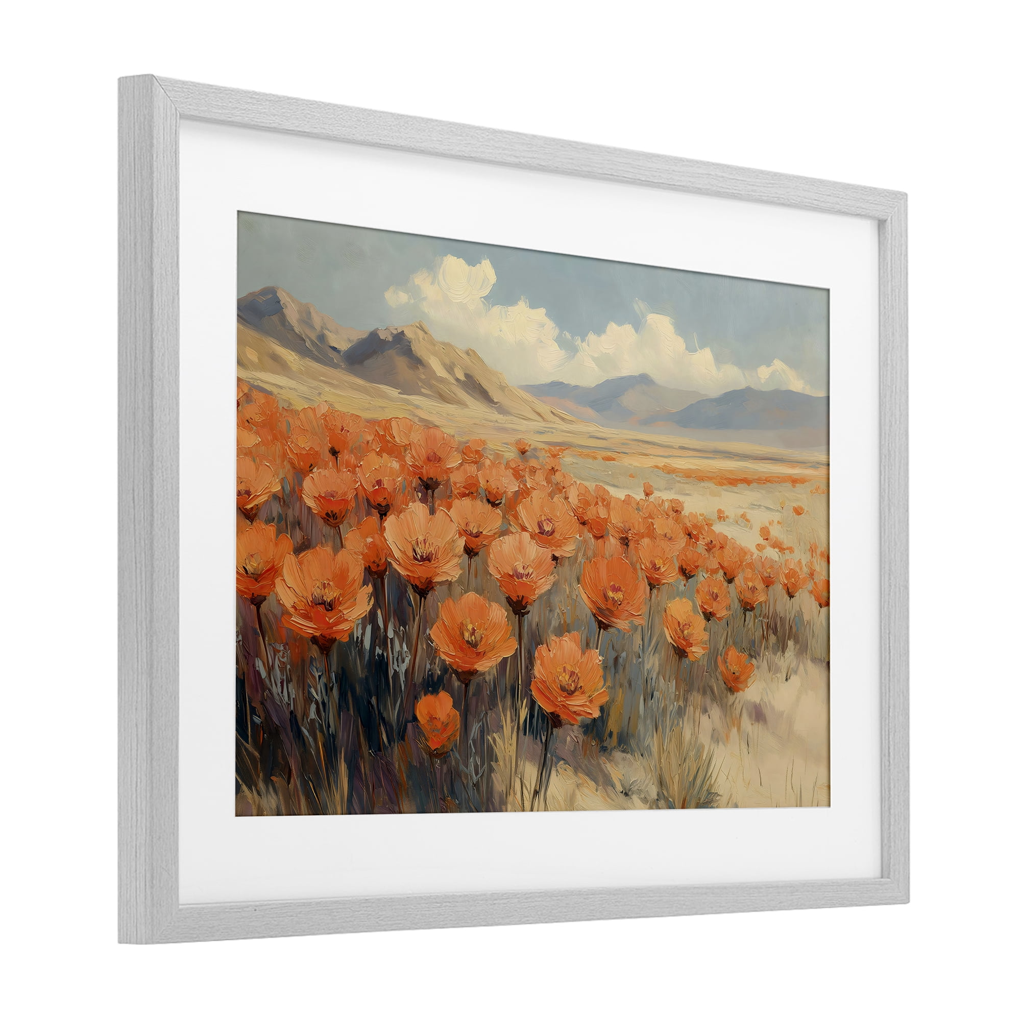 Stupell Industries Desert Poppies in Valley Gray Framed Print Under Glass, design by Gina Kelly
