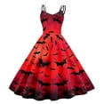 thumbnail image 1 of HNMKIU Femmes Halloween Imprimé Sans Manches Robe Rétro des Années 1950 pour Fête Bal Soirée Élégante Évasée Ligne A Tenue Rouge,TTG, 1 of 3