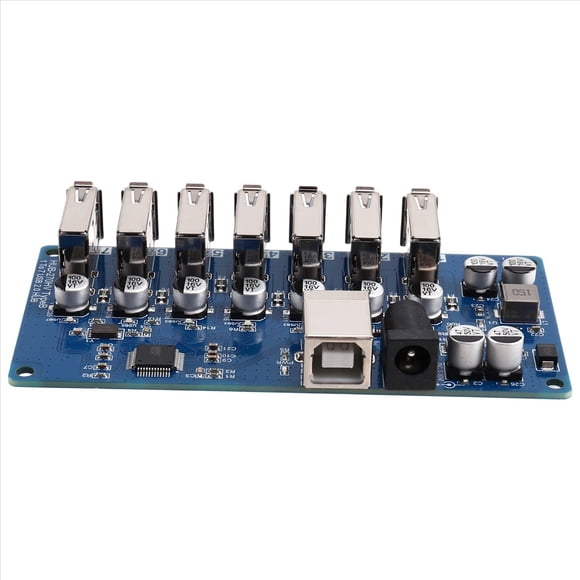 USB2.0 HUB Splitter 1-to-7 Ports USB2.0 HUB One-to-Seven HUB Module with Power Port Supply 9-24V Plug and Play Blue