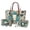 Brown and Green - Cow Skull Hippie Flower, variant on DISNIMO Dragon Rose Print Tote Bag and Wallet Set with Make Up Bag Portable Large Shoulder Satchel Purse Women's Handbags Set of 3
