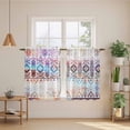 thumbnail image 3 of Colorful Southwestern Tier Curtains, Modern Geometric Abstract Art Light Filtering Kitchen Curtains, 2Pcs Rod Pocket Half Window Treatments Panels for Sink Cafe Cabinet Basement 27.5x45 Inches, 3 of 9
