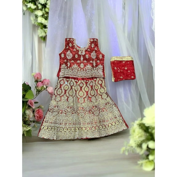 Traditional Girls Lehenga Choli Set, Cultural Wear for Kids,09