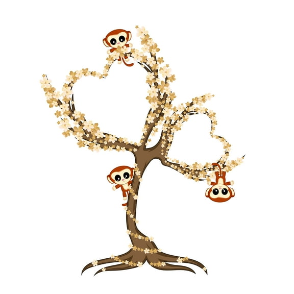 Design With Vinyl - Cherry Blossom Heart Shaped Vinyl Wall Decal-DIY Floral Decoration Sticker-Self Adhesive -Easy to use-Wall Mural to Transform a Room with a New Look-Size: 8" x 10".