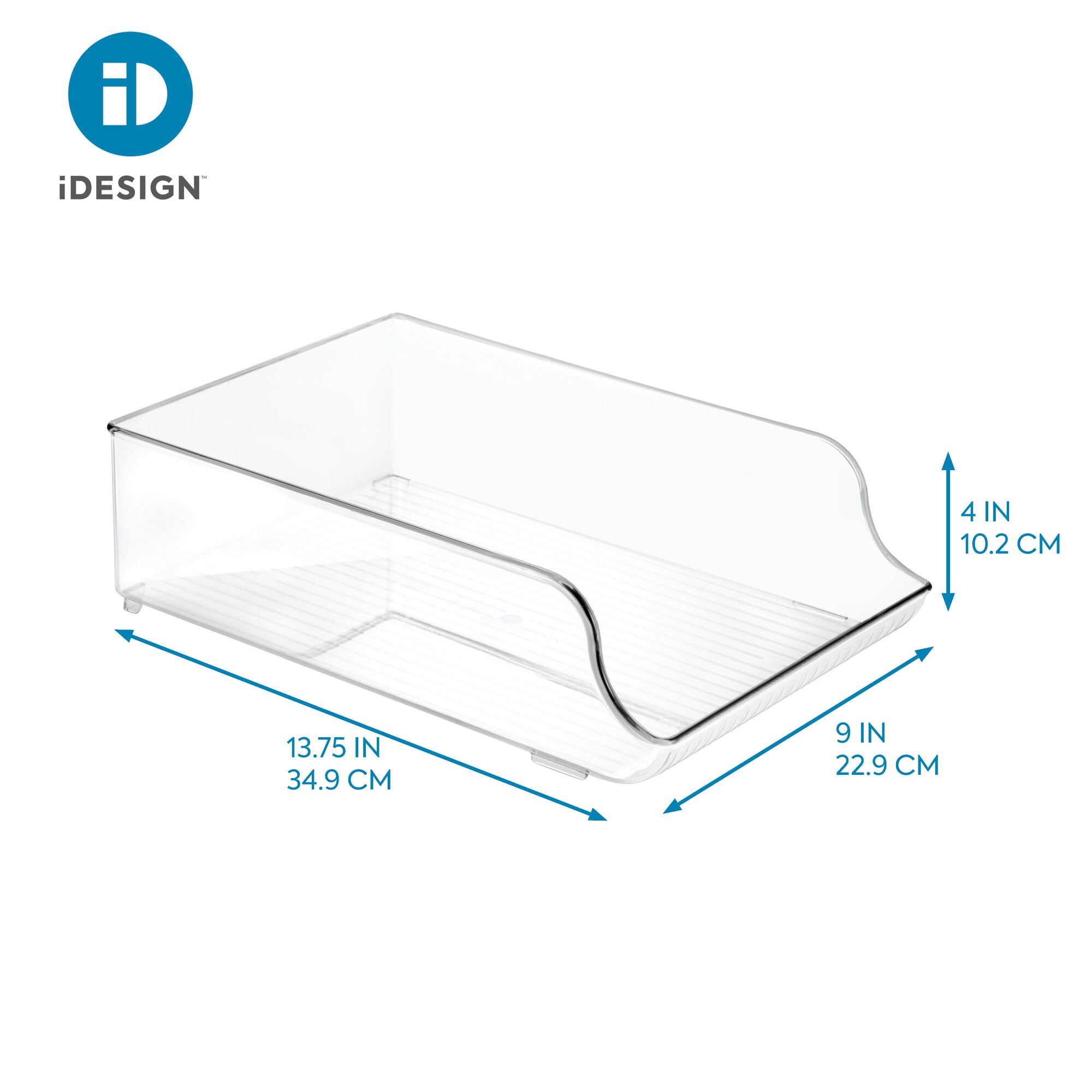 iDesign Recycled Plastic Water Bottle Fridge Organizer Bin for Kitchen, Basement, Garage Fridge – 13.75" x 5.75" x 5.75", Clear Plastic
