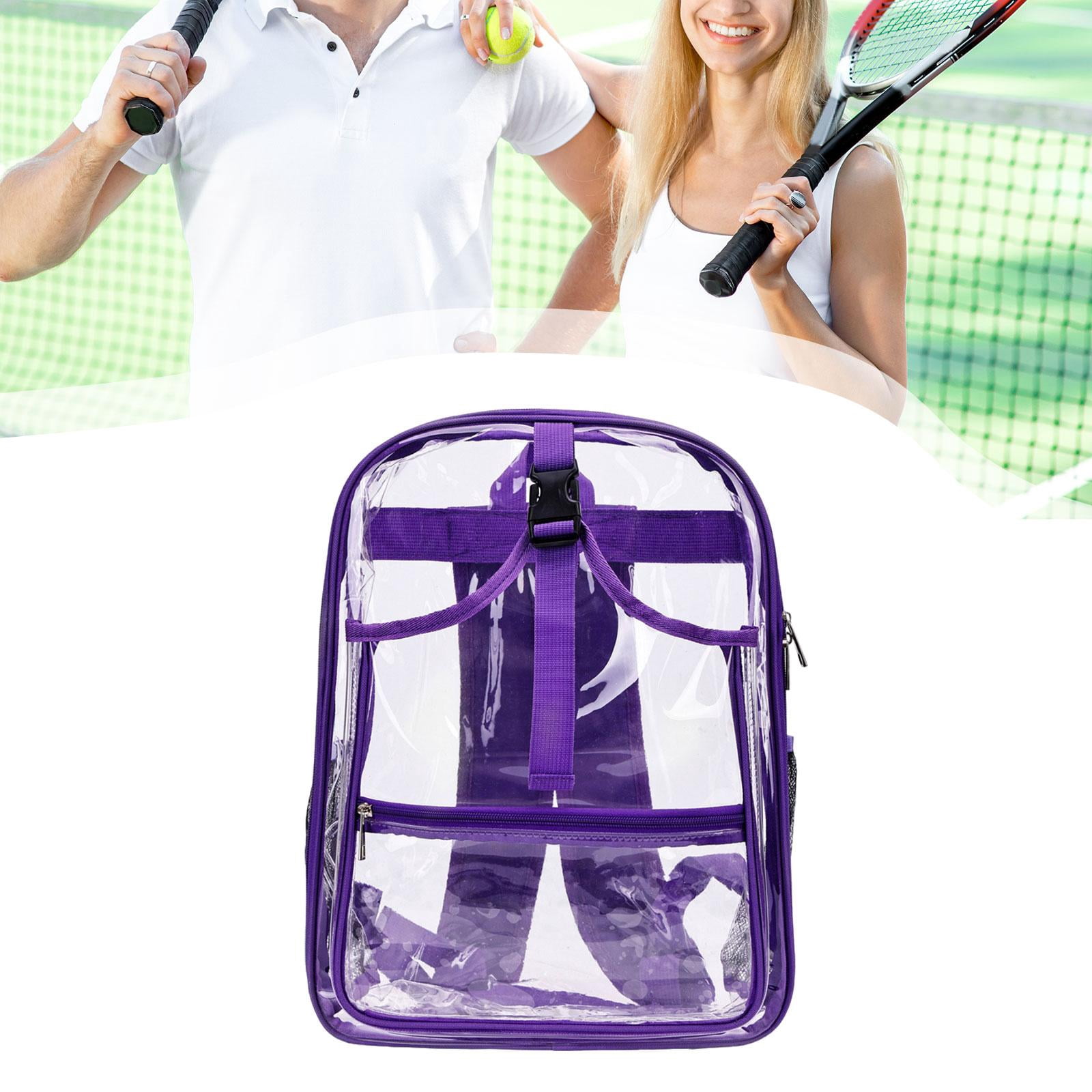 funtasica Tennis Backpack ,Racket Bags ,PVC, Lighweight Clear Large Capacity Unisex Gym Badminton Bag Tennis Rucksack for Men and Women Purple