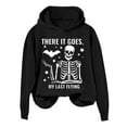 thumbnail image 2 of There It Goes My Last Flying Halloween Hoodies for Women Funny Skeleton Bat Graphic Hoodie Sweatshirt Pullover Tops, 2 of 4