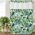 thumbnail image 3 of Tropical No Hook Shower Curtain Waterproof, Bathroom Curtains with Snap in Liners and See Through Top Window, Green Palm Leaf Summer Plant Hotel Style Bathtub Curtains Shower 60"Wx72"L, 3 of 8