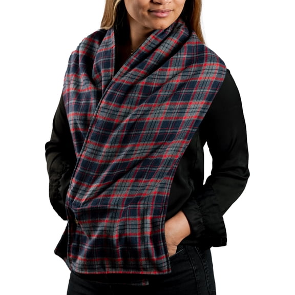 Pavilion Gift Company - Warm Plaid - 58.5" x 11" Flannel Pocket Scarf