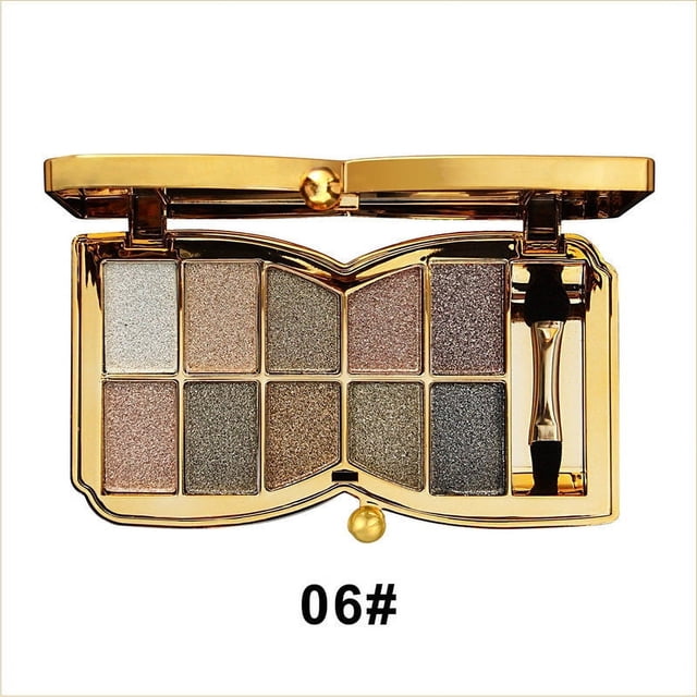 Paleta de sombras de ojos Diamond Glitter de 10 colores Kit de maquillaje profesional con polvo Pearl Shimmer, set de sombras de ojos brillantes altamente pigmentadas de larga duración para uso