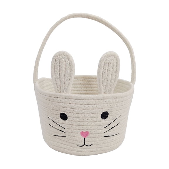 KCEHTA Easter Baskets for Kids Personalized Woven Rope Easter Basket Empty with Bunny Ear and Handle