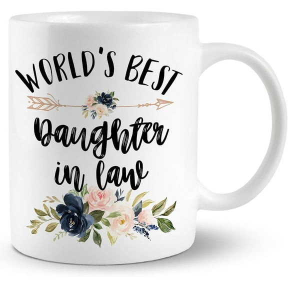 Daughter in Law Mug, Daughter in Law Coffee Cups Ceramic, World's Best Daughter in Law Coffee Mug, Daughter in Law Gifts for Christmas, Daughter in Law Coffee Mug Gifts for Daughter in Law