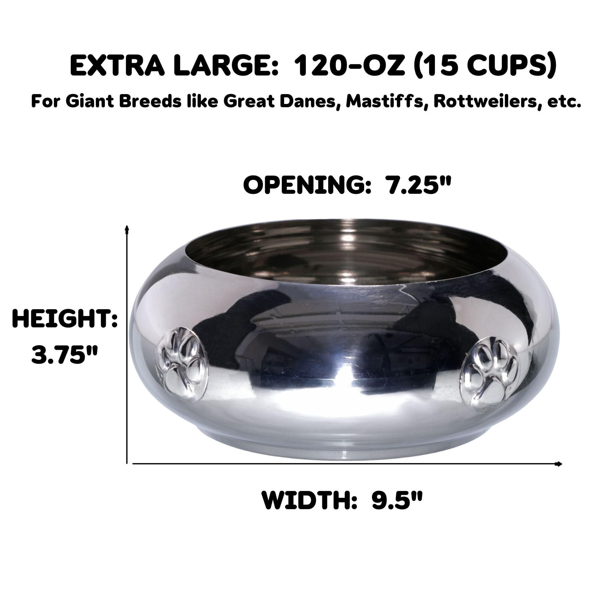 Unspill-a-Bowl® 18/8 Stainless Steel Double Dog Bowl & Wrought Iron Stand - X-Large