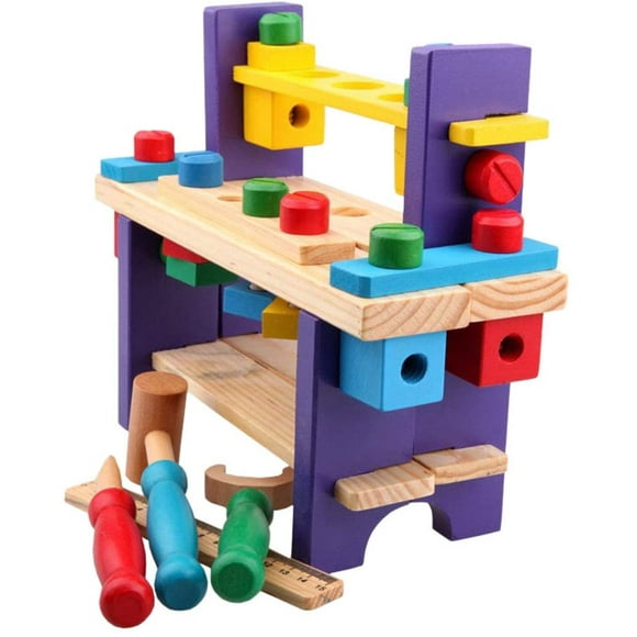 Banc à Outils pour Enfants en Bois, Établi avec Accessoires, Établi de Jeu Multifonction pour Enfants, 27 X 22 X 11 cm