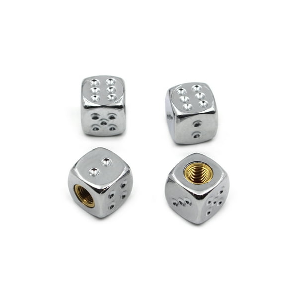 Handfly 4pcs Grey Tire Stem Valve Caps Dice Shape Aluminium Alloy Tire Cap