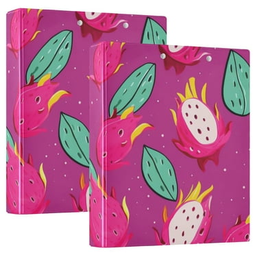 Dragon Fruit and Leaf 3 Ring Hardcover Binders 1.5" Round Rings for Letter-Size Folder Paper Organizer Pockets for Office Student Recipe 1 Pack
