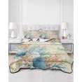 thumbnail image 2 of Quilt King Size Bedding Set, Beige Beach Coastal Reversible Summer Quilt 3 Pieces, Summer Nautical Coral Shell Botanical Vintage Lightweight Bedspreads Coverlets with 2 Pillow Shams for All Seasons, 2 of 5
