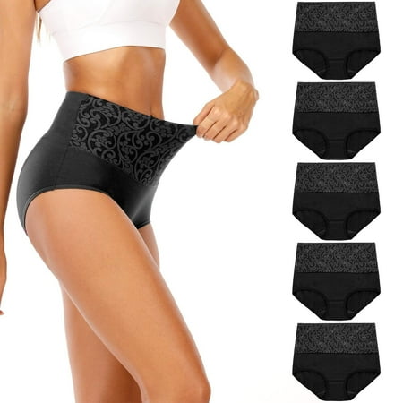 Akiihool Womens Underwear Women Cotton Underwear High Waist Tummy Control Panties Ladies Panty Plus Size Briefs (A L)