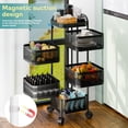 thumbnail image 3 of Wharick 3/4/5 Tiers Kitchen Rotating Rack Square Fruit Rotating Basket with Wheels Metal Wire Shelf Rotating Trolley Storage Shelves for Home Living Room, 3 of 6