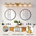 thumbnail image 4 of Bathroom Vanity Light Fixtures Modern Crystal Vanity Light Fixtures Over Mirror, 6 Light Modern Crystal Wall Lighting with Square Shade, 4 of 7