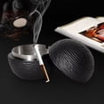 thumbnail image 5 of Cenicero moderno con tapa | Cenicero revestido de acero inoxidable en negro, blanco y gris | Recipiente para humo duradero con tapa para uso en interiores y exteriores | Oficina, patio, hogar, uso, 5 of 5