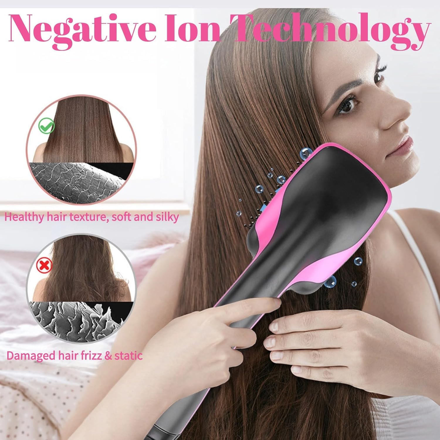 Jowenia One-Step Hair Dryer and Styler, 3 in 1 Negative Ion Blow Dryer Brush for Smooth, Frizz Free Results for All Hair TypeS