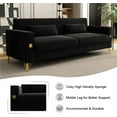 thumbnail image 5 of Mid-Century Modern Sofa Couch, 84" Loveseat Velvet Sofa, Large Sectional Couch with Gold Metal Legs for 3-4 Persons, Upholstered Deep Seat Couches for Living Room, Bedroom, Home, Office(Black), 5 of 8