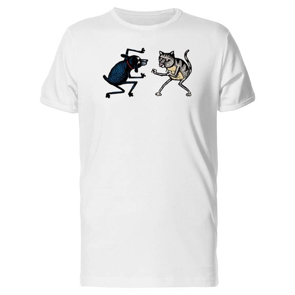 Color Dog Cat Wrestling Tee Men's -Image by Shutterstock