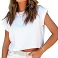 thumbnail image 4 of AherBiu Crop Tops for Women Cap Sleeve Summer Casual Basic Top Tees Shirts Crewneck Comfy T-Shirts, 4 of 7