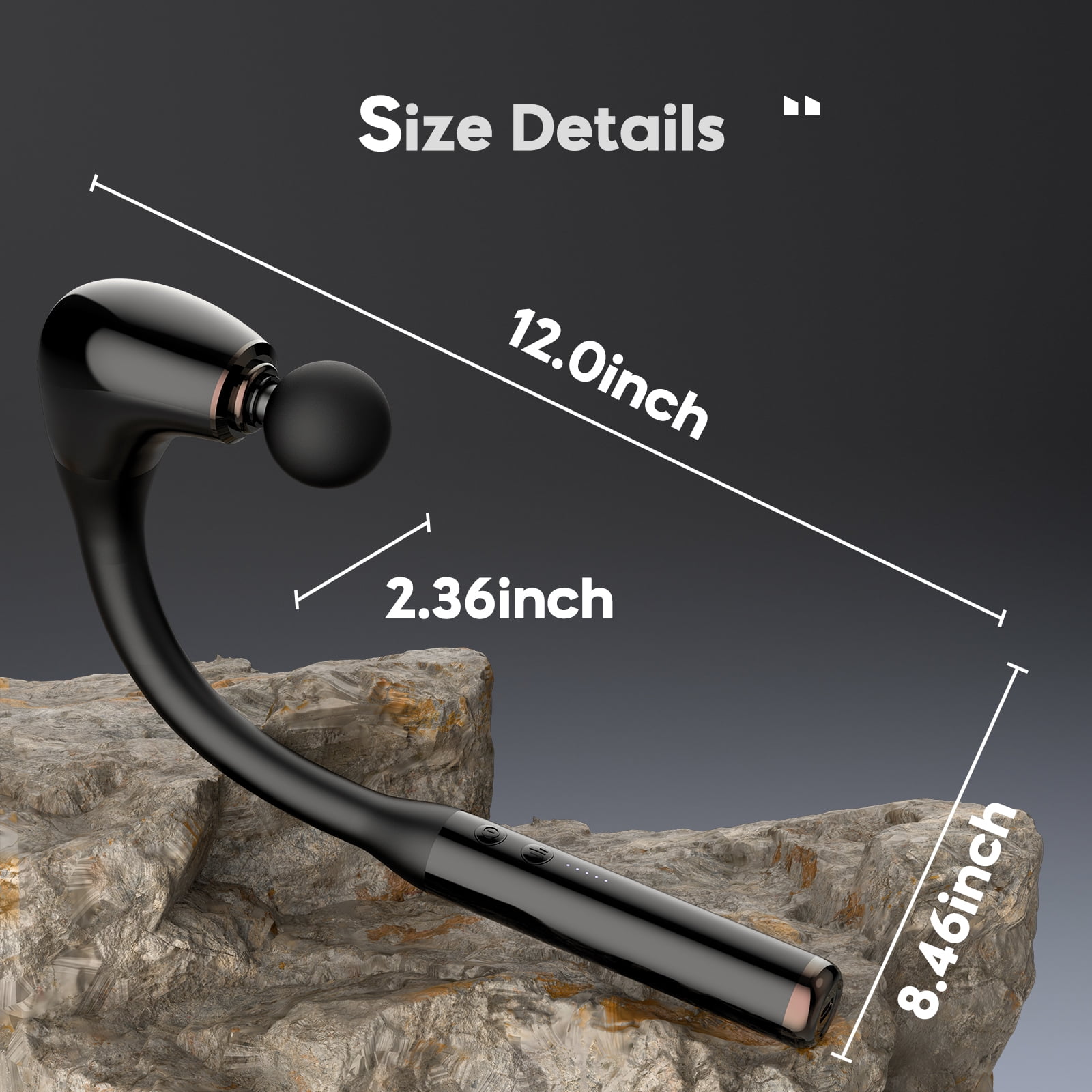 GINOST U-Shaped Back Massage Gun with 4 Massage Heads 5 Speed Levels 10MM Handheld for Neck, Shoulder, Relax Gift for Mom, Dad
