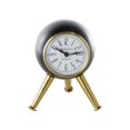 thumbnail image 6 of DecMode 9" Black Aluminum Metal Orb Clock with White Clockface and Gold Tripod Legs, 6 of 9
