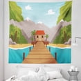 thumbnail image 1 of Ocean Blue Tapestry, Tropical Island Wooden Bridge Port Cottage Holiday Relaxing Scenery Artwork, Fabric Wall Hanging Decor for Bedroom Living Room Dorm, 5 Sizes, Multicolor, by Ambesonne, 1 of 1