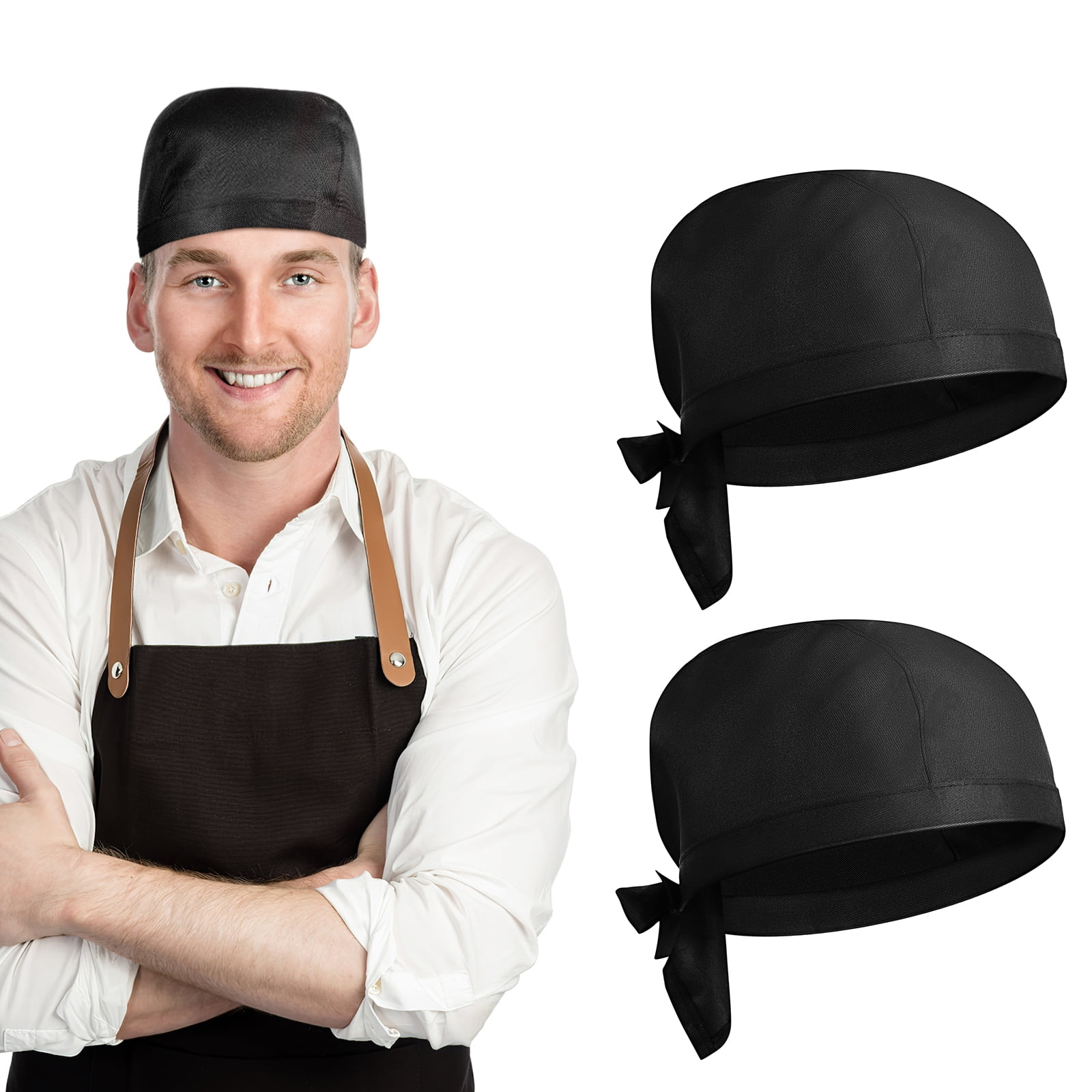 Hemoton 2pcs Chef Hats Adjustable Chef Caps Kitchen Restaurant Men Women  Chef Hats Food Service Hats (Black) 