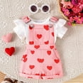 thumbnail image 2 of Toddler Outfits Girls White Short Sleeve Top With Printed Overalls Comfortable 2 Piece Ensemble Kids Clothes Girls White 0 Months-3 Months, 2 of 7