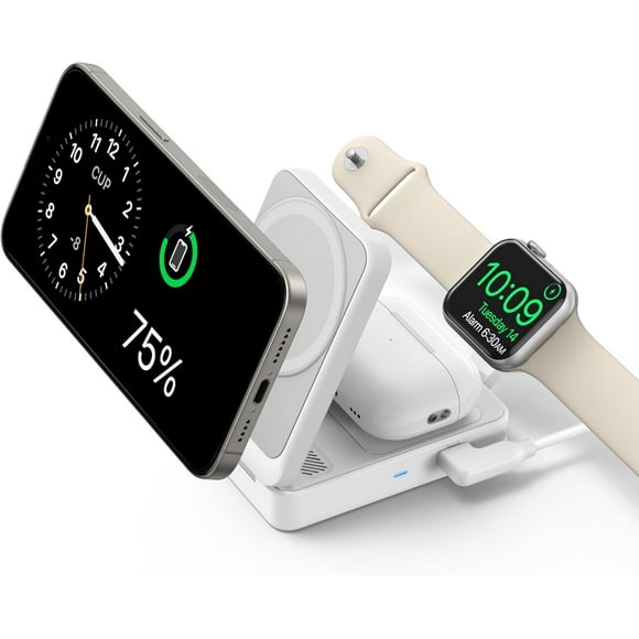 Anker MagGo 3-in-1 MagSafe Charger Stand – 15W Qi2 Foldable Wireless Charging Station for iPhone 16/15/14, Apple Watch 9, AirPods – 40W USB-C Charger Included